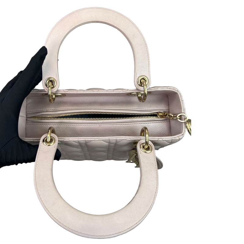 Lambskin Medium Lady Dior Baby Pink GHW