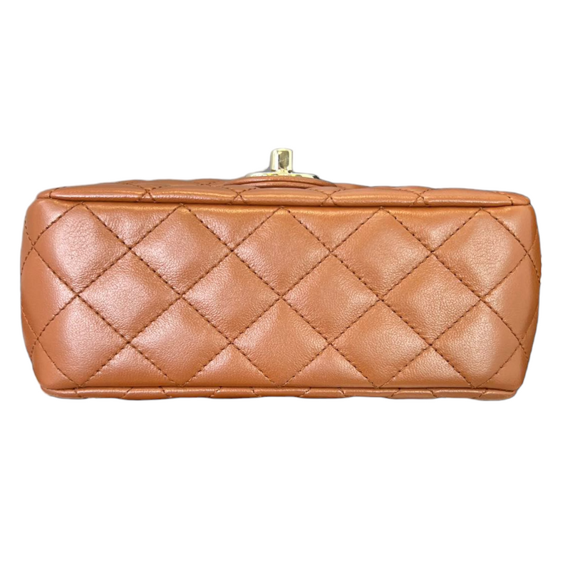 Mini Crystal Top Handle Rectangular Caramel GHW