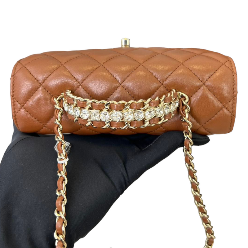 Chanel Mini Rectangular Flap with Top Handle Caramel Lambskin