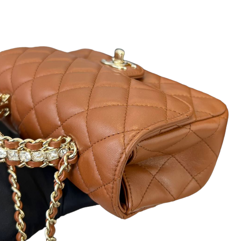 Mini Crystal Top Handle Rectangular Caramel GHW