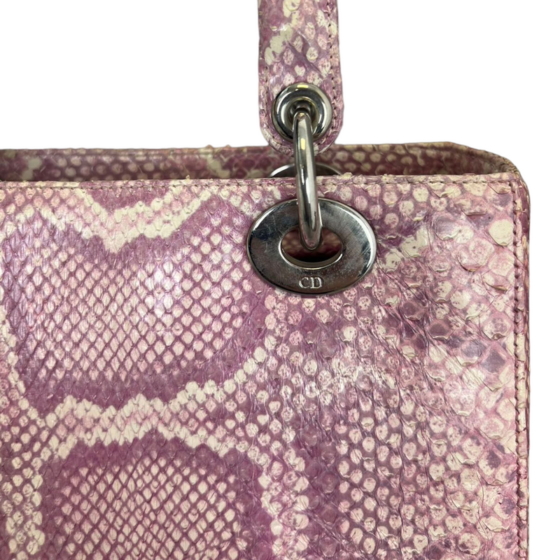 Python Medium Lady Dior Pink Bag SHW