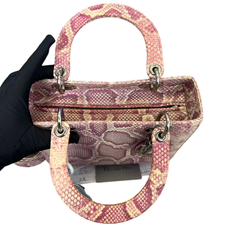 Python Medium Lady Dior Pink Bag SHW