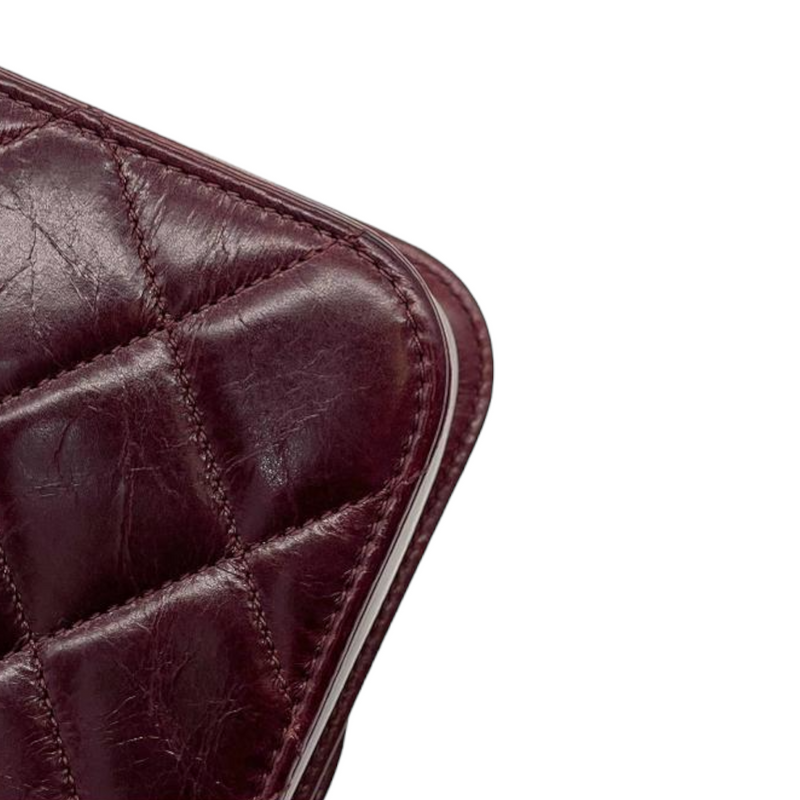 SOLD RARE CHANEL Bordeaux Burgundy Distressed Calfskin Castle Rock