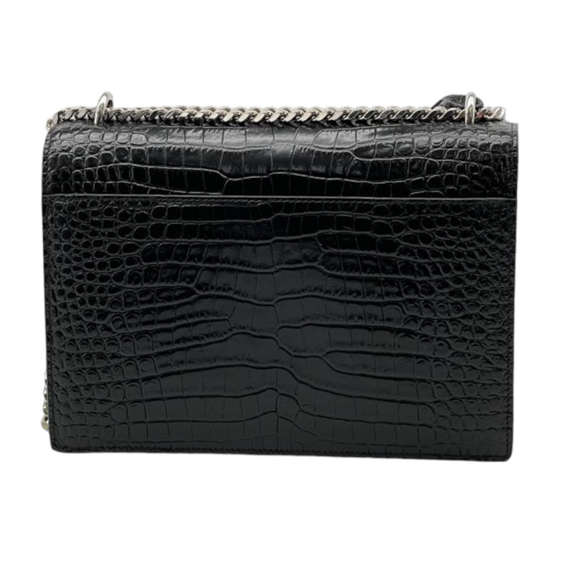 Calfskin Crocodile Embossed Medium Sunset Black SHW