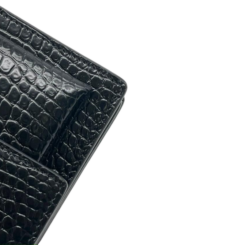 Calfskin Crocodile Embossed Medium Sunset Black SHW