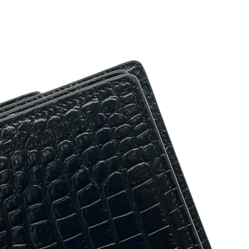 Calfskin Crocodile Embossed Medium Sunset Black SHW