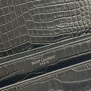 Calfskin Crocodile Embossed Medium Sunset Black SHW