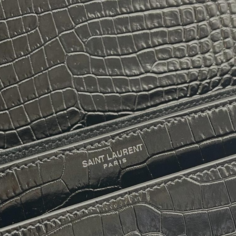 Saint Laurent Paris Black Crocodile Embossed Leather Large Sunset Shoulder  Bag Saint Laurent Paris