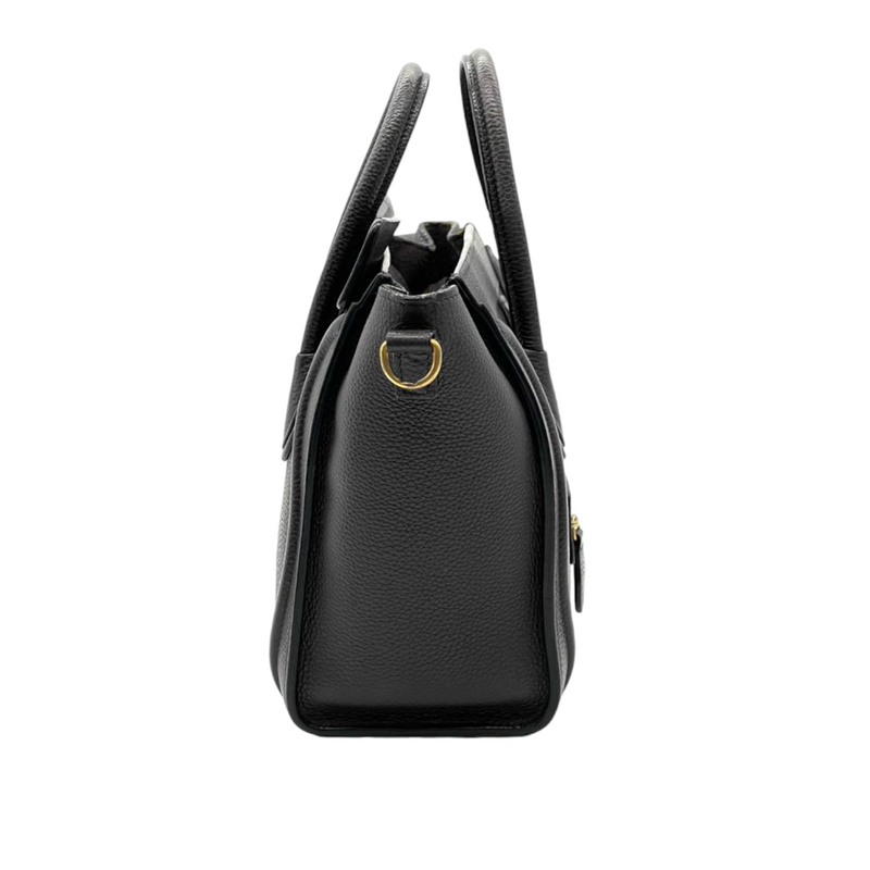 Drummed Leather Nano Luggage Black GHW