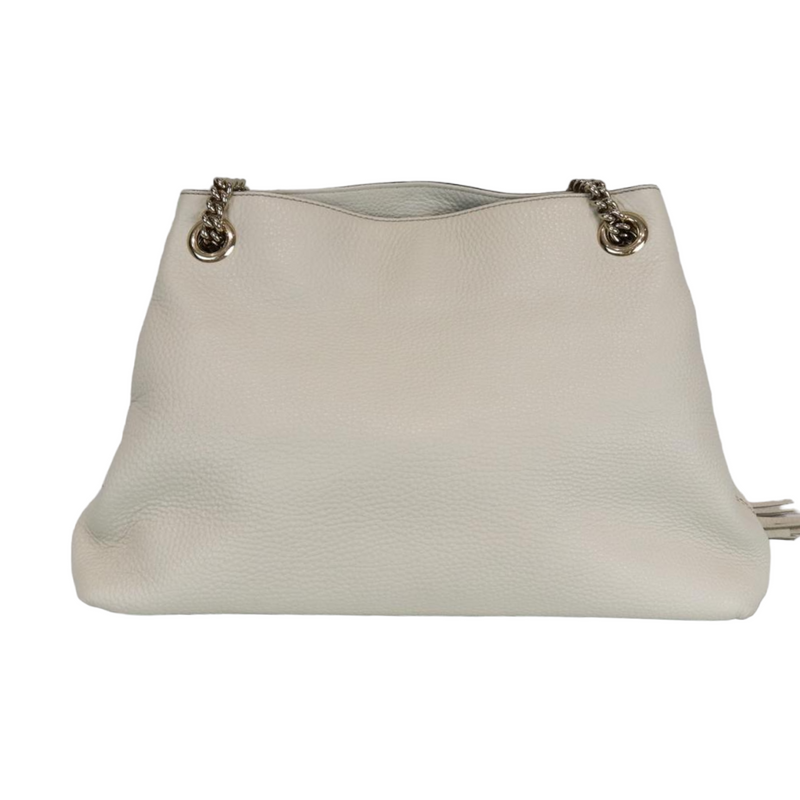 Pebbled Calfskin Soho Working Tote White GHW