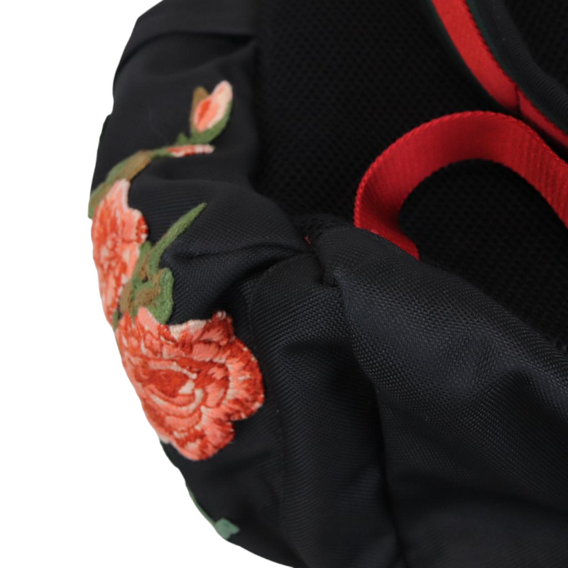 Techno Canvas Embroidered Double Buckle Backpack Black