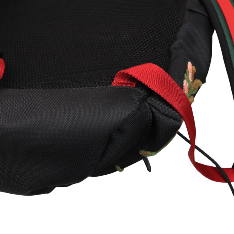 Techno Canvas Embroidered Double Buckle Backpack Black