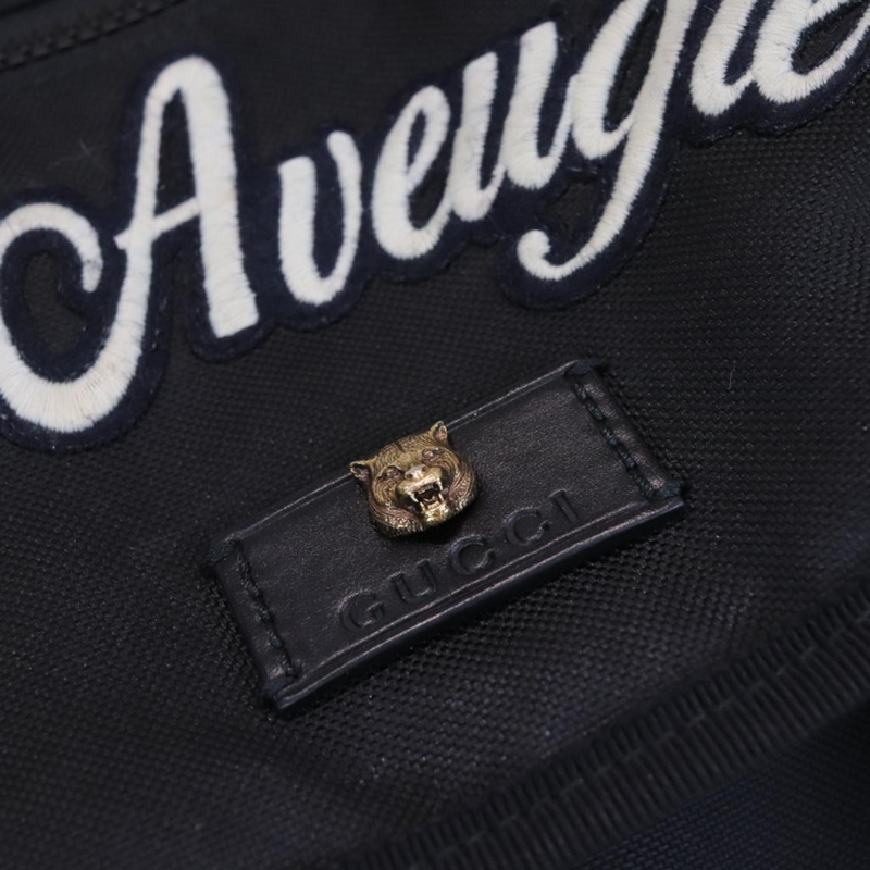 Techno Canvas Embroidered Double Buckle Backpack Black