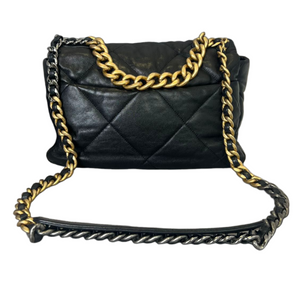 Goatskin Quilted Large Chanel 19 Flap Black