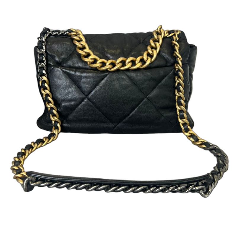 Goatskin Quilted Medium Chanel 19 Flap Black