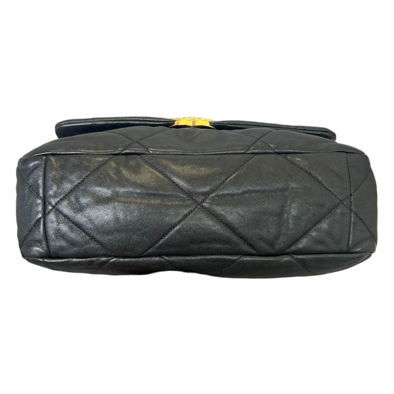 Goatskin Quilted Large Chanel 19 Flap Black