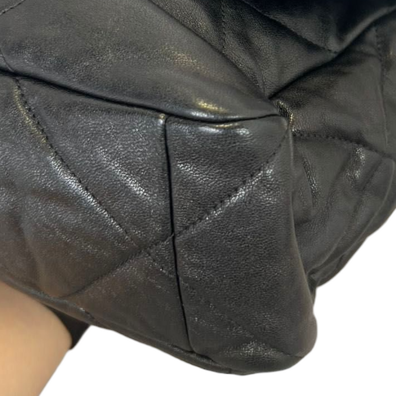Goatskin Quilted Large Chanel 19 Flap Black