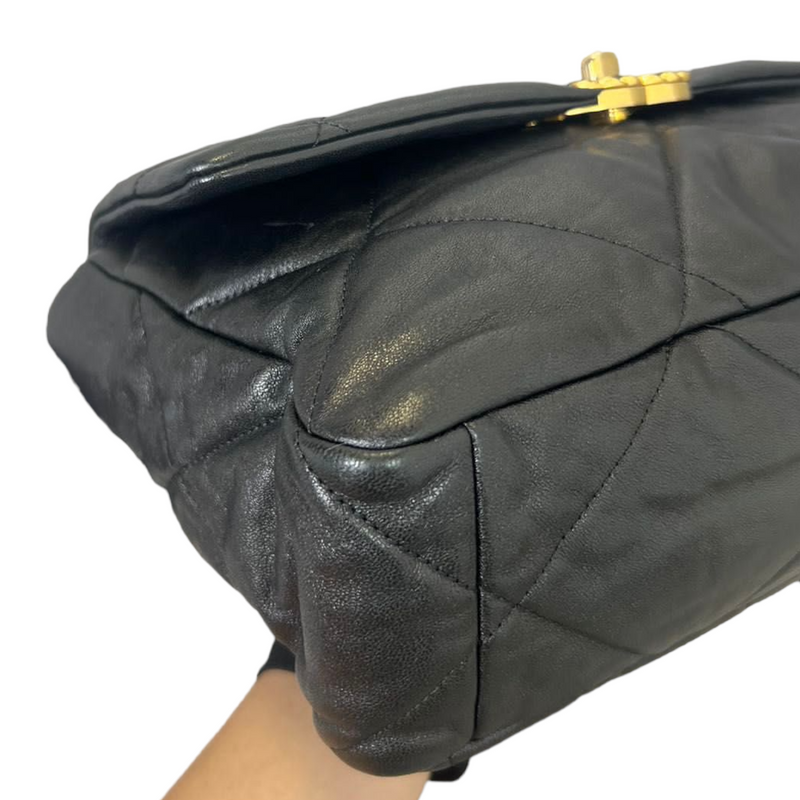 Goatskin Quilted Large Chanel 19 Flap Black