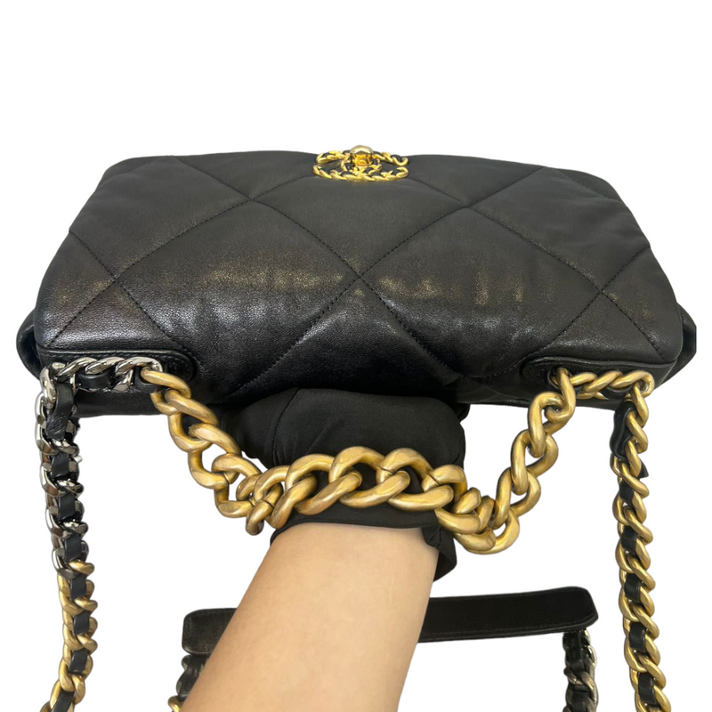 Goatskin Quilted Large Chanel 19 Flap Black
