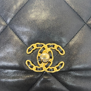 Goatskin Quilted Large Chanel 19 Flap Black