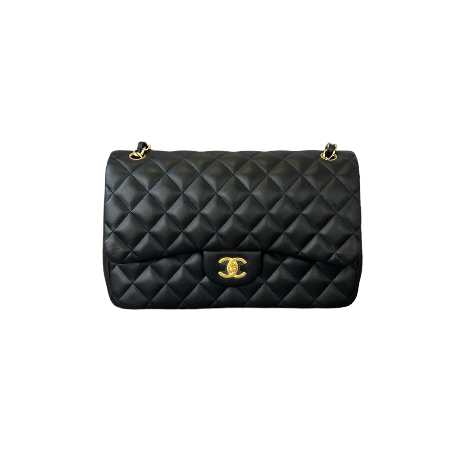 Chanel Lambskin Jumbo Double Flap Black GHW Bag Religion