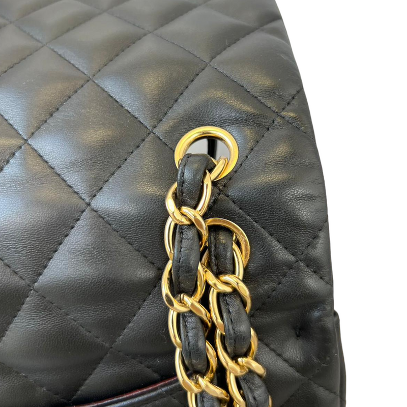 Chanel Classic Chain Me Around Single Flap Jumbo Maxi CC Logo GHW Black Calfskin Shoulder Bag