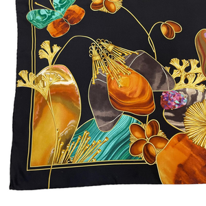 Black Silk Scarf Butterfly Printed