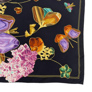 Black Silk Scarf Butterfly Printed