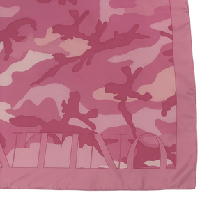 Silk Scarf Beautiful Camo Pattern in Pink and White