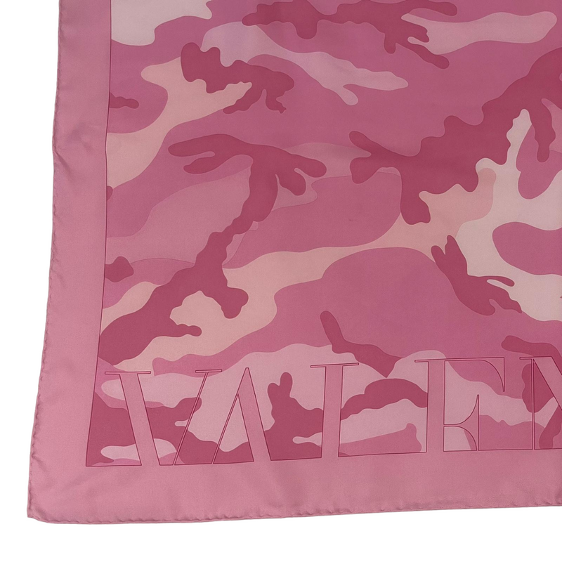 Silk Scarf Beautiful Camo Pattern in Pink and White