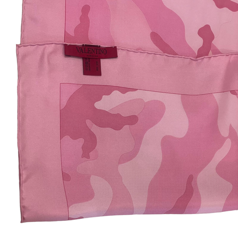 Silk Scarf Beautiful Camo Pattern in Pink and White