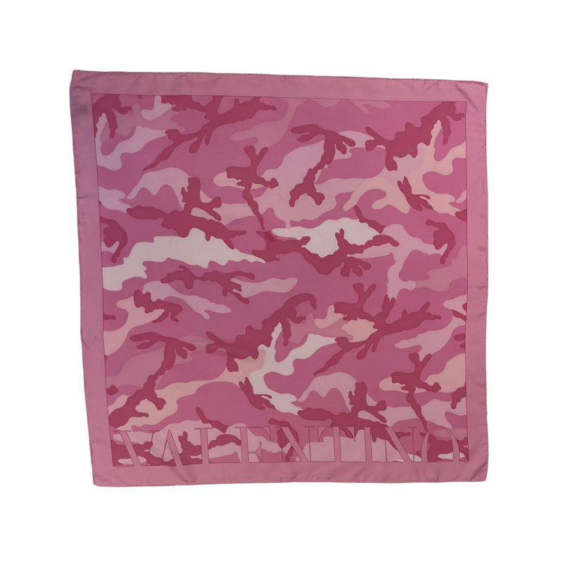 Silk Scarf Beautiful Camo Pattern in Pink and White