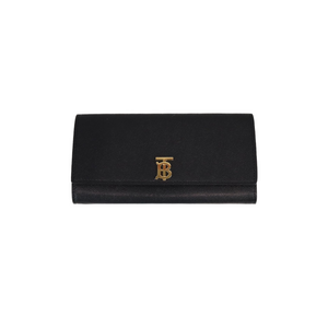 Leather Tb Monogram Continental Wallet Black