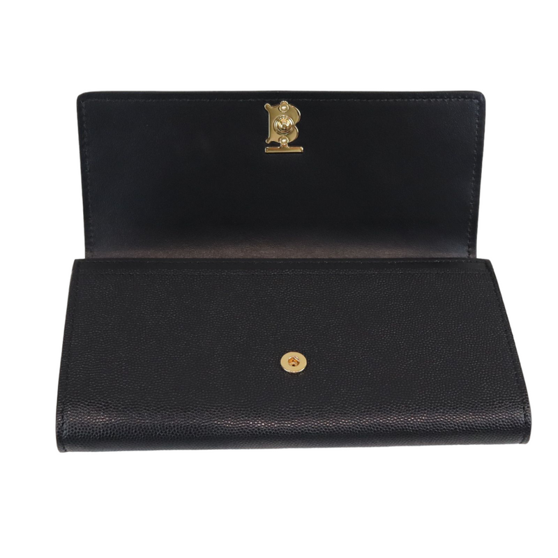 Leather Tb Monogram Continental Wallet Black