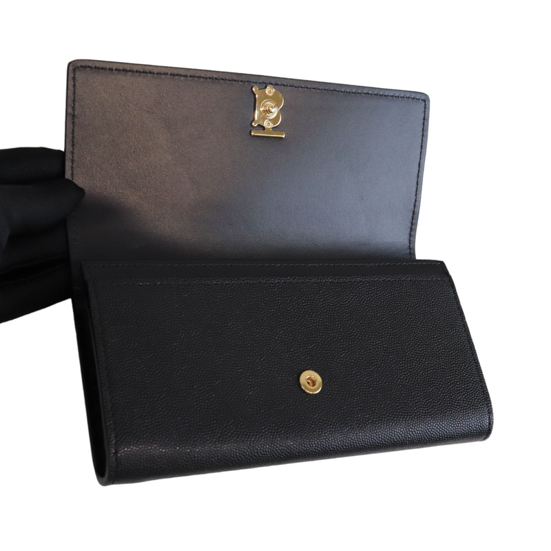 Leather Tb Monogram Continental Wallet Black