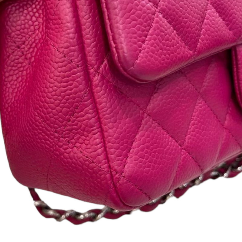 Caviar Quilted Mini Rectangle Flap Suede Pink SHW