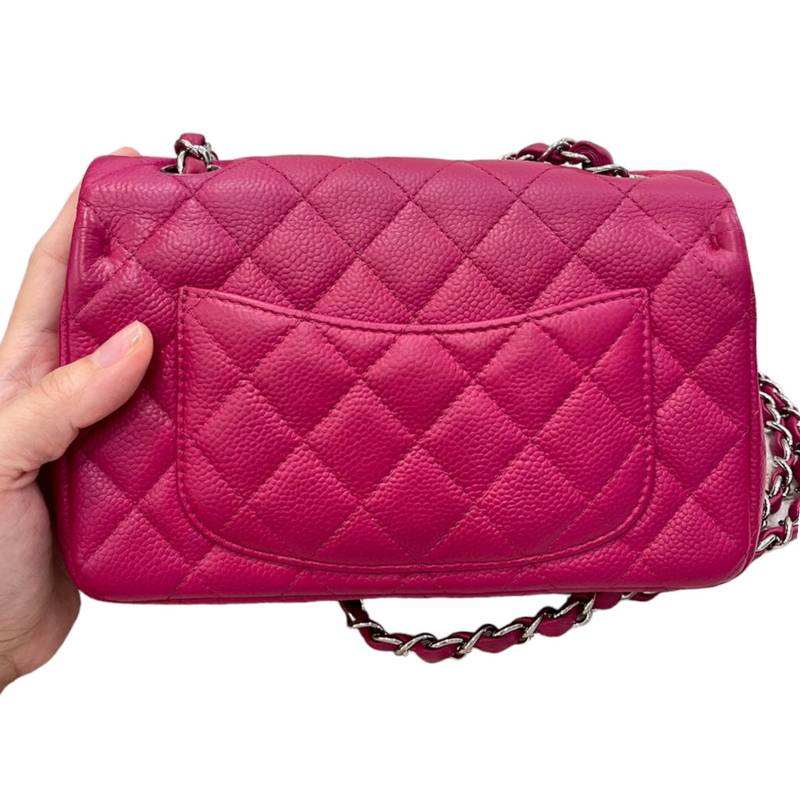 Pre-owned Chanel Boy Wallet On Chain WOC Hot Pink Python Brushed Silver  Hardware