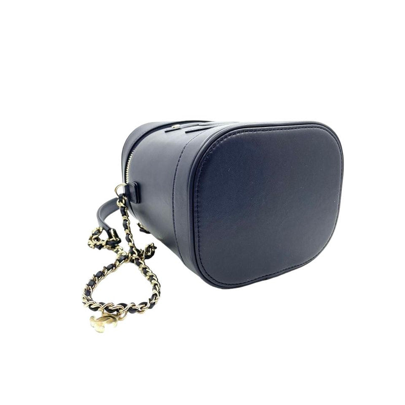 Top Handle Vanity Case with Chain Blue GHW