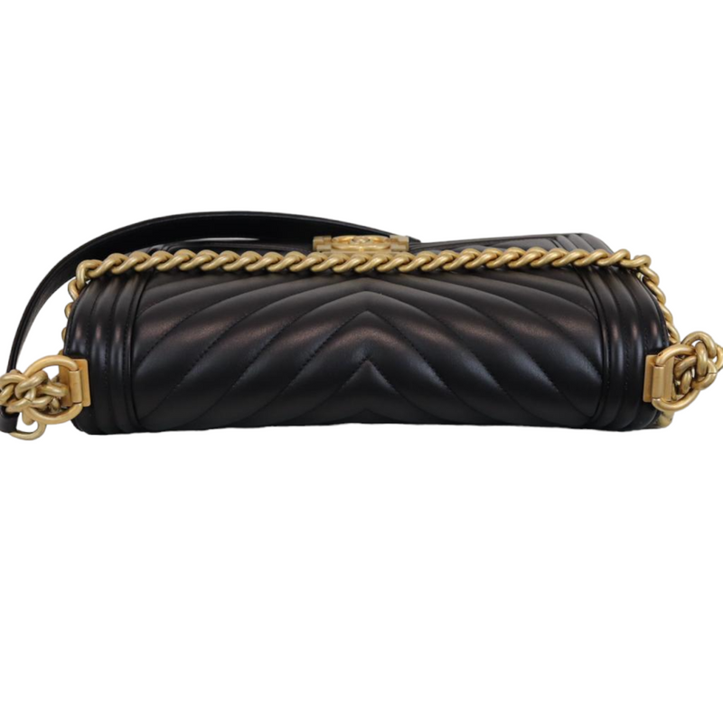 Chanel Old Medium Black Quilted Caviar Boy Bag