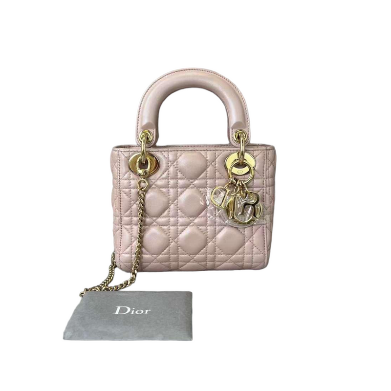 Lambskin Cannage Mini Lady Pink GHW