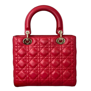 Lambskin Cannage Medium Lady Dior Red GHW