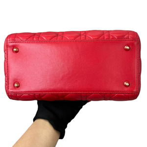 Lambskin Cannage Medium Lady Dior Red GHW