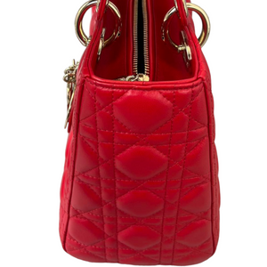 Lambskin Cannage Medium Lady Dior Red GHW