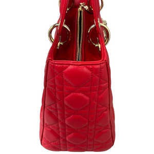 Lambskin Cannage Medium Lady Dior Red GHW