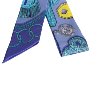 Silk Twilly Twill Scarf Epaulettes Lavender Turquoise Jaune