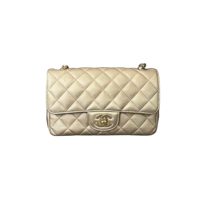 Chanel Classic Quilted Mini Lambskin Single Flap Metallic Gold