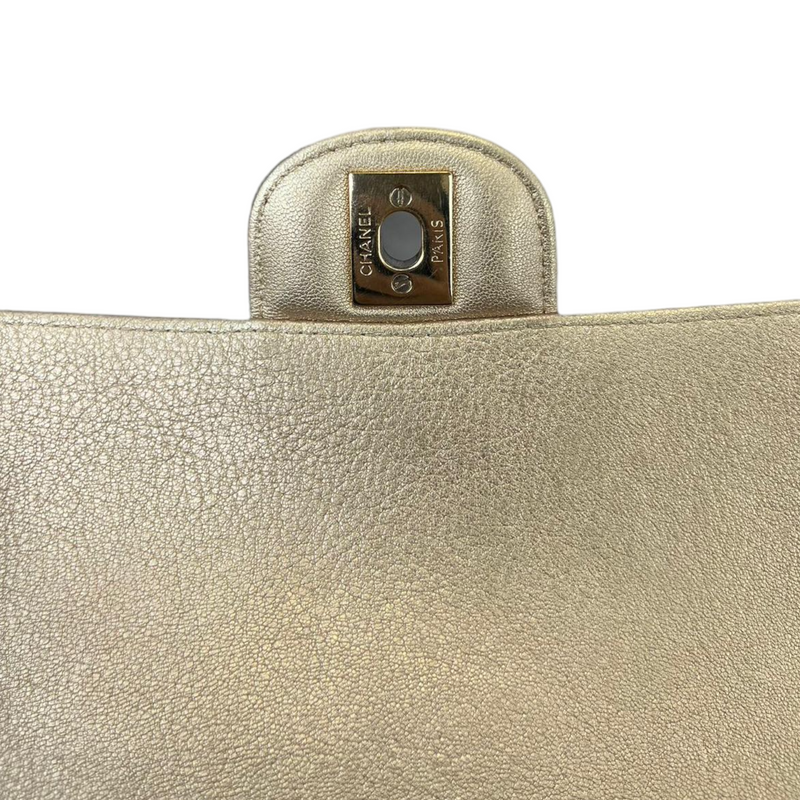 Metallic Lambskin Mini Rectangular Flap Gold GHW