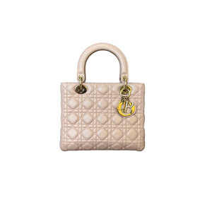 Lambskin Cannage Medium Lady Dior Baby Pink