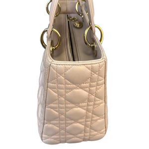 Lambskin Cannage Medium Lady Dior Baby Pink