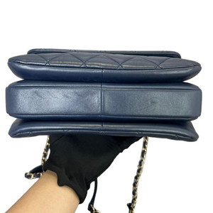 Small Trendy CC Flap Bag Navy Blue GHW